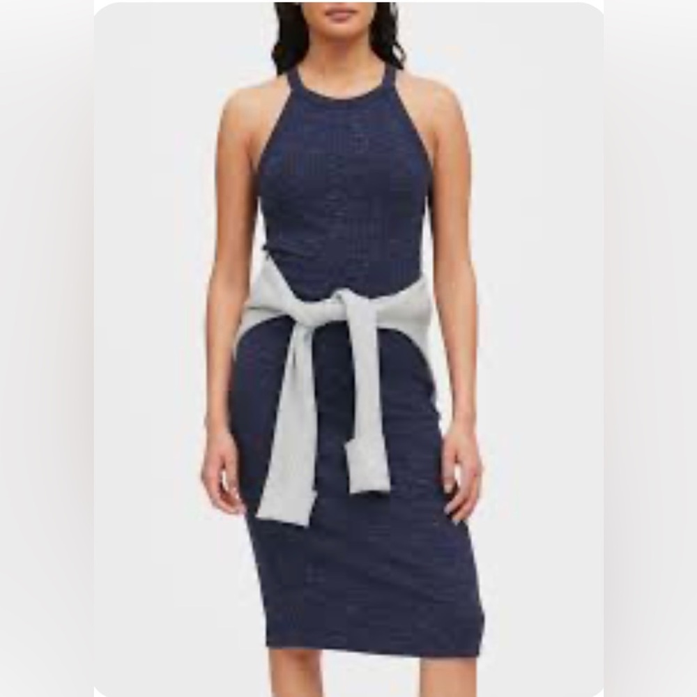 Spacedye Ribbed Navy Tank Dress